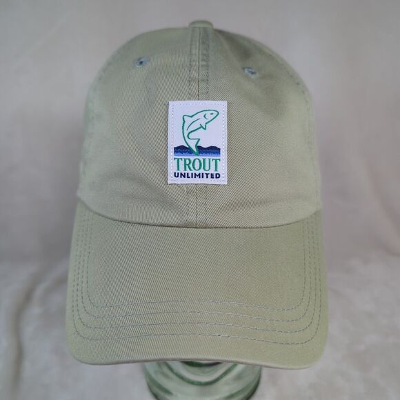 Trout Unlimited Hat Strapback Adjustable Beige/Tan Mens Fishing Cap tu.org - Picture 1 of 9